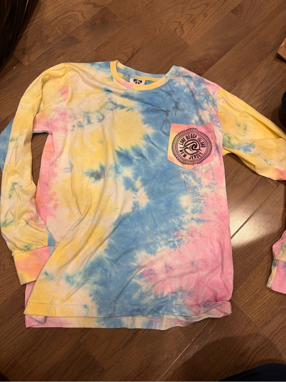 Exist Kids Tie-Dye Long Sleeve Pocket Tee - Yellow Blue Pink